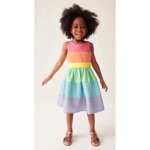 Little Bird By Jools Oliver Rainbow Pastel Party Dress 7-8y Bow Easter Birthday